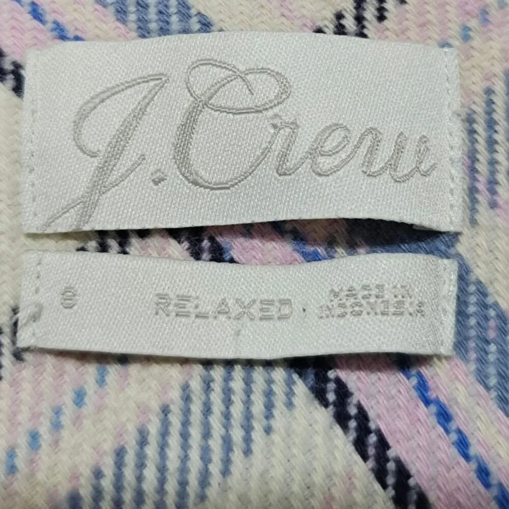 J.Crew Relaxed-Fit Flannel Button-Up Shacket Womens Size 8(L) Pearl Snap Cotton